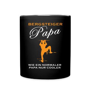 Bergsteiger Papa Spruch Klettern Geschenk Herren - Tasse einfarbig - Schwarz - Vorne