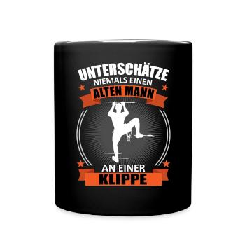 Bergsteiger Alter Mann Spruch Klettern Geschenk - Tasse einfarbig - Schwarz - Vorne