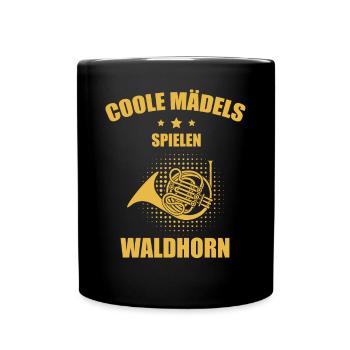 Waldhorn Waldhornspieler Waldhornist - Tasse einfarbig - Schwarz - Vorne