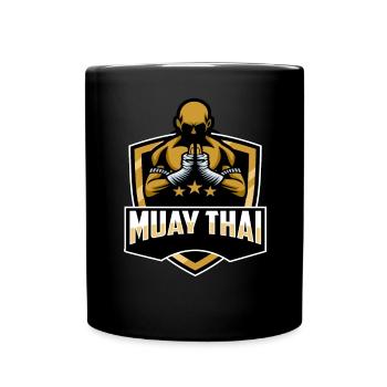Muay Thai Boxen Thaiboxen Kickboxen Kickboxing MMA - Tasse einfarbig - Schwarz - Vorne