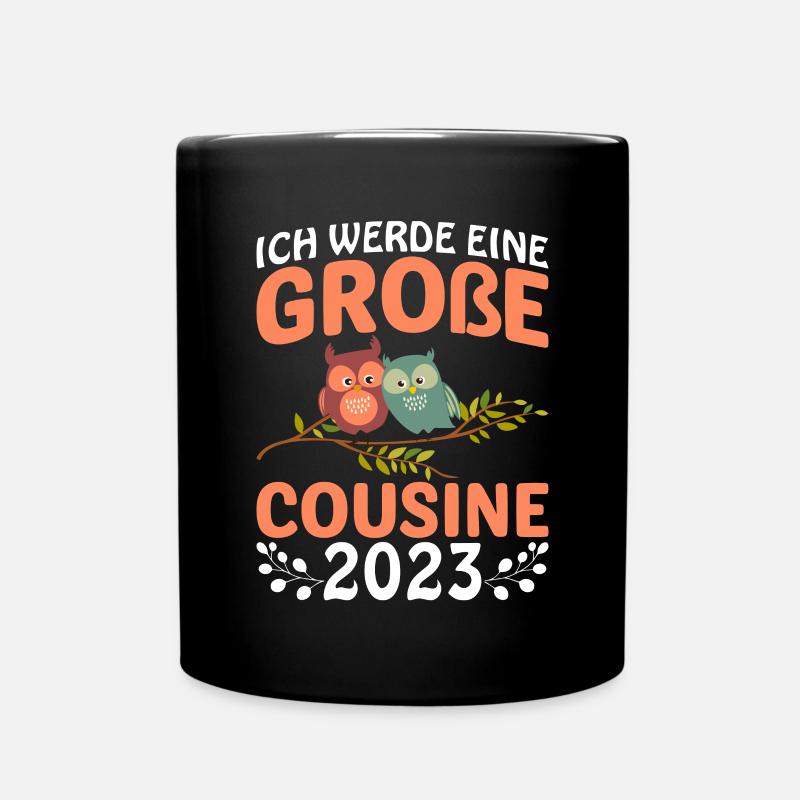 Kinder Ich werde Große Cousine 2023 T-Shirt Eule - Tasse einfarbig - Schwarz