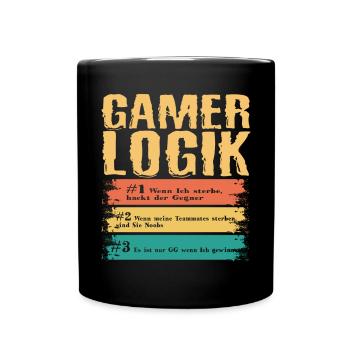 Gamer Logik Gaming Video Games Streamer Motive - Tasse einfarbig - Schwarz - Vorne