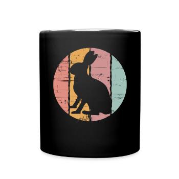 Vintage Rabbit Distressed Rabbit Lover - Full Colour Mug - black - Front