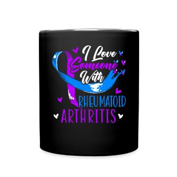I Love Someone With Rheumatoid Arthritis Awareness - Full Colour Mug - black - Front