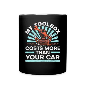 Meine Toolbox kostet mehr als Ihr Automechaniker - Tasse einfarbig - Schwarz - Vorne