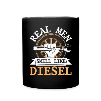 Les vrais hommes sentent comme un mécanicien diesel mécanicien automobile - Mug uni - noir - Devant