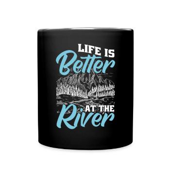Das Leben Ist Besser Am Fluss - Tasse einfarbig - Schwarz - Vorne