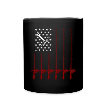 Fun fishing design - Full Colour Mug - black - Front