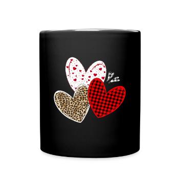 Mädchen Valentinstag Shirts Herzen Liebe Leopard Re - Tasse einfarbig - Schwarz - Vorne