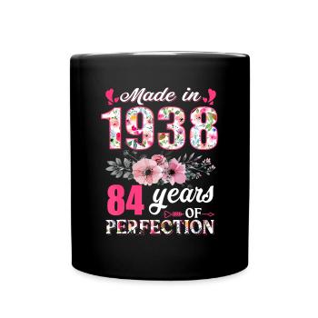 Fabriqué en 1938 Floral 84 ans 84e anniversaire cadeau - Mug uni - noir - Devant