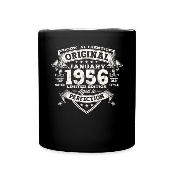 Né en 1956 janvier 67e anniversaire Homme cadeau - Mug uni - noir - Devant