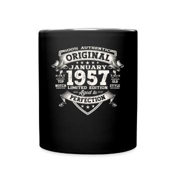 Né en 1957 Janvier 66e anniversaire Homme cadeau - Mug uni - noir - Devant