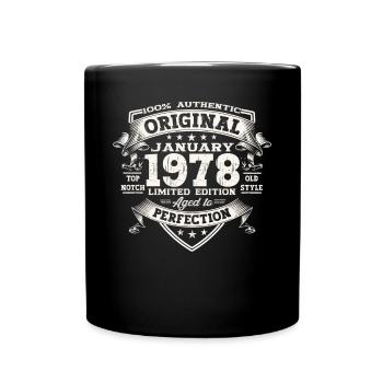 Born 1978 January 45th birthday gift man - Full Colour Mug - black - Front