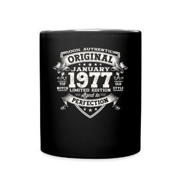 Born 1977 January 46th birthday Gift man - Full Colour Mug - black - Front