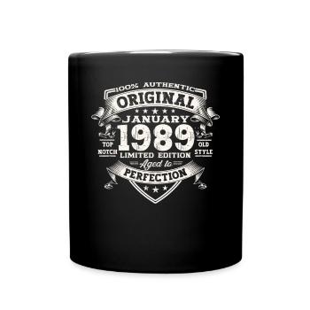 Né 1989 Janvier 34th anniversaire Homme cadeau - Mug uni - noir - Devant
