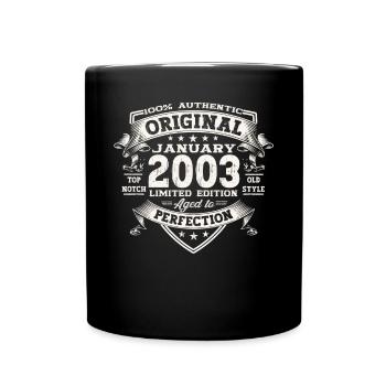 Année 2003 Janvier 20e anniversaire cadeau homme - Mug uni - noir - Devant