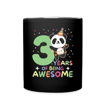 Panda for 3rd birthday children three years old - Full Colour Mug - black - Front