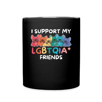 Rainbow Flag Gay Pride LGBTQ French Bullodg - Full Colour Mug - black - Front