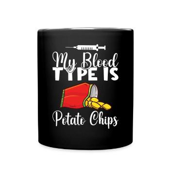 Kartoffelchips Geschenk - Tasse einfarbig - Schwarz - Vorne