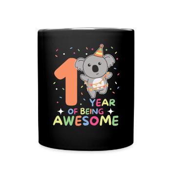 Koala for 1st birthday for children one year old - Full Colour Mug - black - Front
