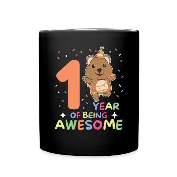 Quokka for the 1st birthday for children one year old - Full Colour Mug - black - Front