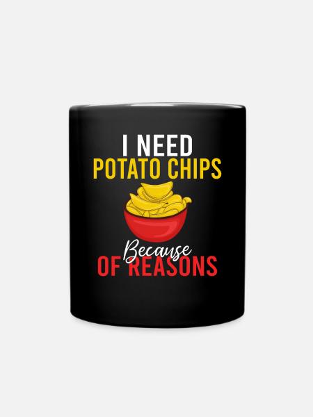 Kartoffelchips Geschenk - Tasse einfarbig - Schwarz