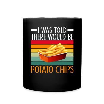 Kartoffelchips Geschenk - Tasse einfarbig - Schwarz - Vorne