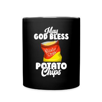 Kartoffelchips Geschenk - Tasse einfarbig - Schwarz - Vorne