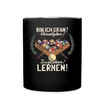 Billard Lustiger Spruch & Herren Snooker Design - Tasse einfarbig - Schwarz - Vorne