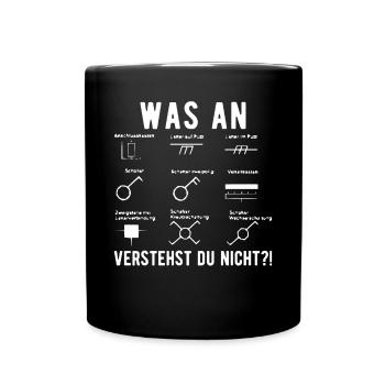 Elektriker Elektroinstallateur Elektrotechniker - Tasse einfarbig - Schwarz - Vorne
