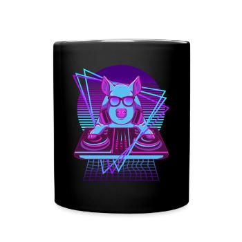 Party Music Techno Pig Vaporwave DJ Pig - Full Colour Mug - black - Front