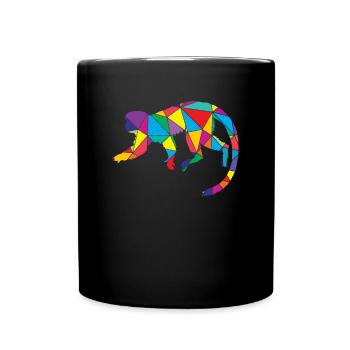 Monkey Polygon Low Poly Wild Animal - Full Colour Mug - black - Front