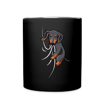 Mignon teckel tissu mordant sucer teckel - Mug uni - noir - Devant