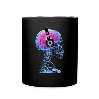 Schädel Kopfhörer Musikliebhaber Techno Skelett - Tasse einfarbig - Schwarz - Vorne