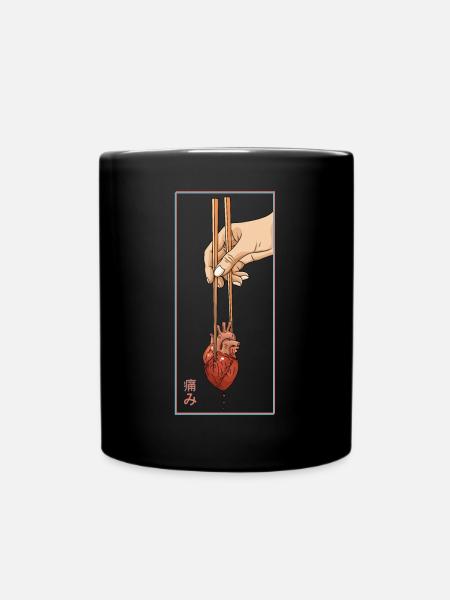 Aesthetic Vaporwave Japanese 90s Japan Human Heart - Full Colour Mug - black
