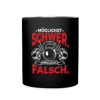 Möglichst Schwer Möglichst Falsch Bodybuilding - Tasse einfarbig - Schwarz - Vorne