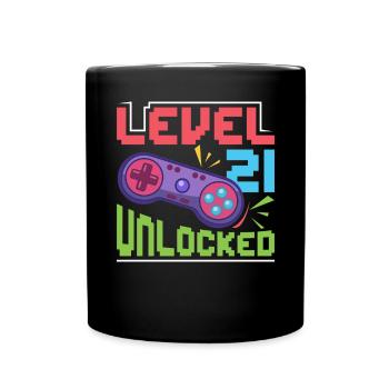 Level 21 unlocked - Tasse einfarbig - Schwarz - Vorne