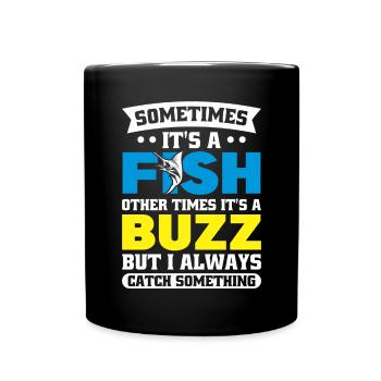 Here Fishy Fishy Design - Full Colour Mug - black - Front