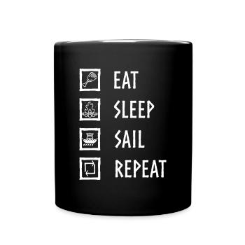 Eat,Sleep,Sail,Repeat! Valheim Inspired Viking Fun - Full Colour Mug - black - Front