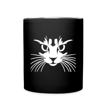 Cat Face Cat Face Silhouette Cat Cat - Full Colour Mug - black - Front
