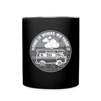 Camping Camper Outdoor Sommer Design - Tasse einfarbig - Schwarz - Vorne