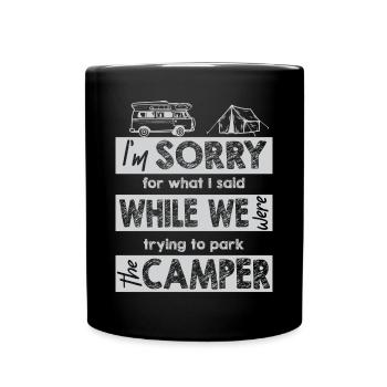 Camping Camper Outdoor Sommer Design - Tasse einfarbig - Schwarz - Vorne