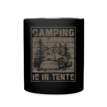 Camping Camper Outdoor Sommer Design - Tasse einfarbig - Schwarz - Vorne