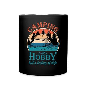 Camping Camper Outdoor Sommer Design - Tasse einfarbig - Schwarz - Vorne