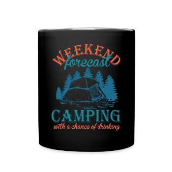 Camping Camper Outdoor Sommer Design - Tasse einfarbig - Schwarz - Vorne