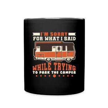 Camping Camper Outdoor Sommer Design - Tasse einfarbig - Schwarz - Vorne