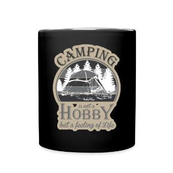 Camping Camper Outdoor Sommer Design - Tasse einfarbig - Schwarz - Vorne