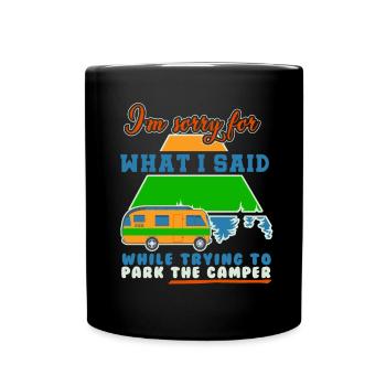 Camping Camper Outdoor Sommer Design - Tasse einfarbig - Schwarz - Vorne