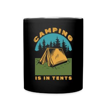 Camping Camper Outdoor Sommer Design - Tasse einfarbig - Schwarz - Vorne