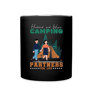 Camping Camper Outdoor Sommer Design - Tasse einfarbig - Schwarz - Vorne